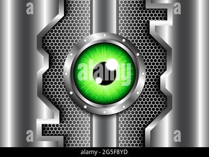 Green eye safety and security mechanism of technology futuristic digital concept .Abstract background Stock Vector