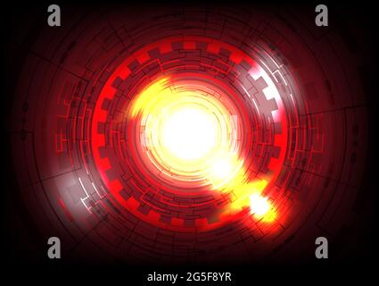 Glowing Hud circle. Abstract hi-tech red background. Futuristic interface. Virtual reality technology screen Stock Vector