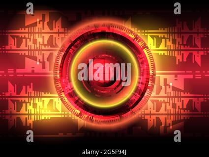 Red and yellow light. Abstract HUD circle background. Futuristic interface. Virtual reality technology screen Stock Vector
