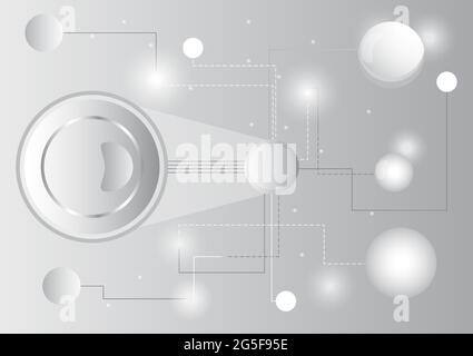 White circle and technology chain. Abstract futuristic background Stock Vector