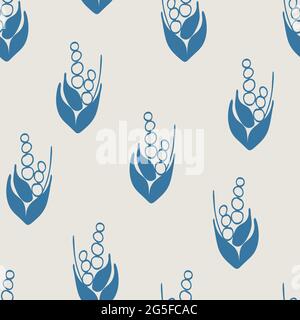 Seamless vector pattern with abstract blue flowers. Simple repeat wallpaper design. Stock Vector
