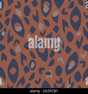 Seamless vector pattern animal texture on brown background. Simple abstract fur wallpaper design. Decorative fashion textile.