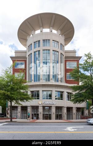 GREENVILLE, SC, USA-23 JUNE 2021: Fidelity Investments building on Main Street. Stock Photo