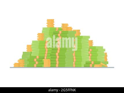 Big money concept. A lot of money. Hundreds of dollars. Vector illustration. Stock Vector