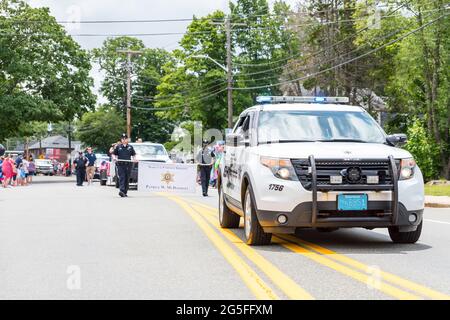 Norfolk County Sheriff, Patrick McDermott, at the 2021 Braintree 4th of July Parade Stock Photo