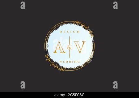 AV beauty monogram and elegant logo design handwriting logo of initial signature, wedding, fashion, floral and botanical with creative template. Stock Vector