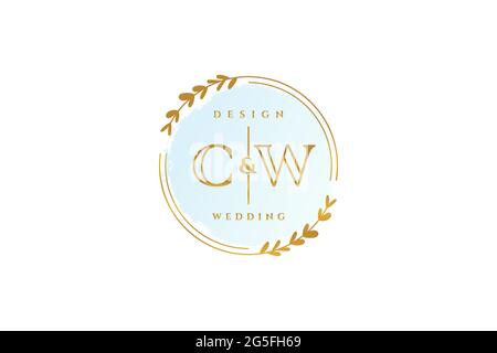 CW beauty monogram and elegant logo design handwriting logo of initial signature, wedding, fashion, floral and botanical with creative template. Stock Vector