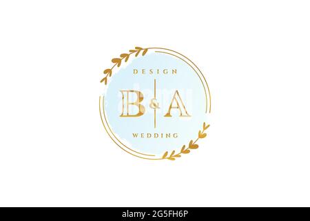 BA beauty monogram and elegant logo design handwriting logo of initial signature, wedding, fashion, floral and botanical with creative template. Stock Vector