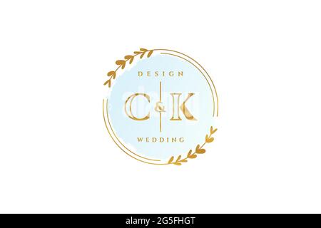 CK beauty monogram and elegant logo design handwriting logo of initial signature, wedding, fashion, floral and botanical with creative template. Stock Vector