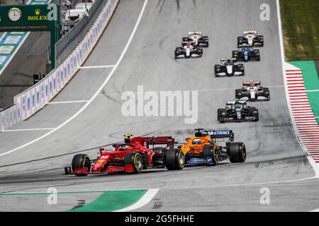 Spielberg, Autriche. 27th June, 2021. 55 SAINZ Carlos (spa), Scuderia Ferrari SF21, action during the Formula 1 Grosser Preis Der Steiermark 2021, 2021 Styrian Grand Prix, 8th round of the 2021 FIA Formula One World Championship from June 25 to 27, 2021 on the Red Bull Ring, in Spielberg, Austria - Photo Florent Gooden/DPPI Credit: DPPI Media/Alamy Live News Stock Photo