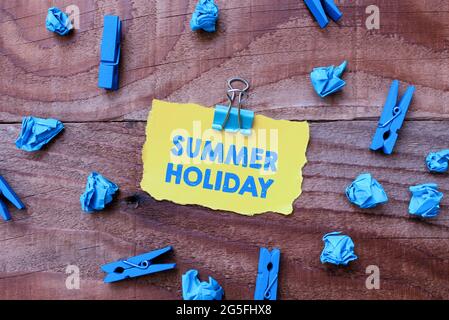 Writing displaying text Summer Holiday. Word for special period of time in summer for relaxation and fun Colorful Perpective Positive Thinking Stock Photo