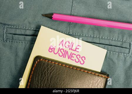 Conceptual caption Agile Business. Word Written on capability of adjusting quickly to the market s is trend Thinking New Bright Ideas Renewing Stock Photo