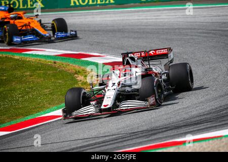 Spielberg, Autriche. 27th June, 2021. 07 RAIKKONEN Kimi (fin), Alfa Romeo Racing ORLEN C41, action during the Formula 1 Grosser Preis Der Steiermark 2021, 2021 Styrian Grand Prix, 8th round of the 2021 FIA Formula One World Championship from June 25 to 27, 2021 on the Red Bull Ring, in Spielberg, Austria - Photo Joao Filipe/DPPI Credit: DPPI Media/Alamy Live News Stock Photo