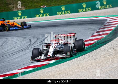 Spielberg, Autriche. 27th June, 2021. 07 RAIKKONEN Kimi (fin), Alfa Romeo Racing ORLEN C41, action during the Formula 1 Grosser Preis Der Steiermark 2021, 2021 Styrian Grand Prix, 8th round of the 2021 FIA Formula One World Championship from June 25 to 27, 2021 on the Red Bull Ring, in Spielberg, Austria - Photo Joao Filipe/DPPI Credit: DPPI Media/Alamy Live News Stock Photo