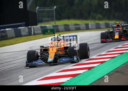 Spielberg, Autriche. 27th June, 2021. 04 NORRIS Lando (gbr), McLaren MCL35M, action during the Formula 1 Grosser Preis Der Steiermark 2021, 2021 Styrian Grand Prix, 8th round of the 2021 FIA Formula One World Championship from June 25 to 27, 2021 on the Red Bull Ring, in Spielberg, Austria - Photo Joao Filipe/DPPI Credit: DPPI Media/Alamy Live News Stock Photo