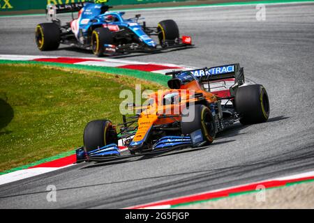 Spielberg, Autriche. 27th June, 2021. 03 RICCIARDO Daniel (aus), McLaren MCL35M, action during the Formula 1 Grosser Preis Der Steiermark 2021, 2021 Styrian Grand Prix, 8th round of the 2021 FIA Formula One World Championship from June 25 to 27, 2021 on the Red Bull Ring, in Spielberg, Austria - Photo Joao Filipe/DPPI Credit: DPPI Media/Alamy Live News Stock Photo