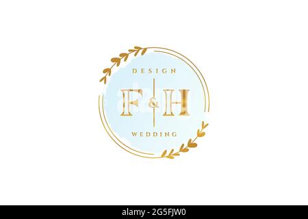 FH beauty monogram and elegant logo design handwriting logo of initial signature, wedding, fashion, floral and botanical with creative template. Stock Vector