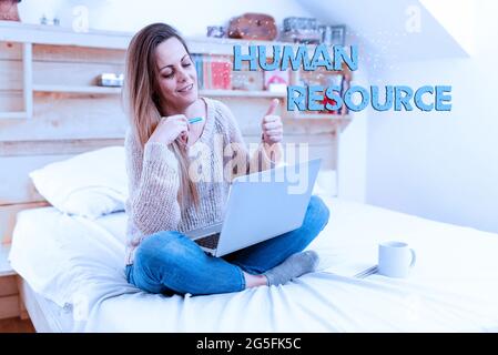 Text sign showing Human Resource. Concept meaning a critical department handling the staffing and employees concern Abstract Ordering Food Online Stock Photo