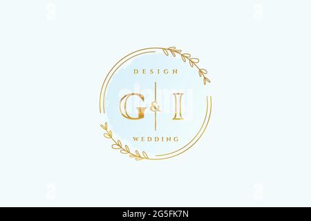 GI beauty monogram and elegant logo design handwriting logo of initial signature, wedding, fashion, floral and botanical with creative template. Stock Vector