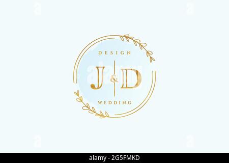 JD beauty monogram and elegant logo design handwriting logo of initial signature, wedding, fashion, floral and botanical with creative template. Stock Vector