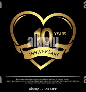 10 years anniversary golden. anniversary template design for web, game ,Creative poster, booklet, leaflet, flyer, magazine, invitation card - Vector Stock Vector