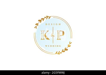 KP beauty monogram and elegant logo design handwriting logo of initial signature, wedding, fashion, floral and botanical with creative template. Stock Vector