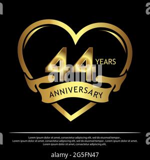 44 years anniversary golden. anniversary template design for web, game ,Creative poster, booklet, leaflet, flyer, magazine, invitation card - Vector Stock Vector