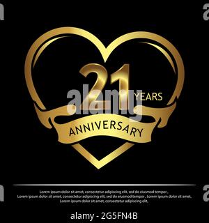 21 years anniversary golden. anniversary template design for web, game ,Creative poster, booklet, leaflet, flyer, magazine, invitation card - Vector Stock Vector