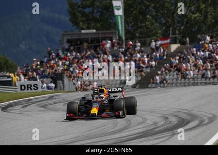 Spielberg, Autriche. 27th June, 2021. 33 VERSTAPPEN Max (nld), Red Bull Racing Honda RB16B, action during the Formula 1 Grosser Preis Der Steiermark 2021, 2021 Styrian Grand Prix, 8th round of the 2021 FIA Formula One World Championship from June 25 to 27, 2021 on the Red Bull Ring, in Spielberg, Austria - Photo Florent Gooden/DPPI Credit: DPPI Media/Alamy Live News Stock Photo