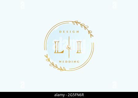 LI beauty monogram and elegant logo design handwriting logo of initial signature, wedding, fashion, floral and botanical with creative template. Stock Vector