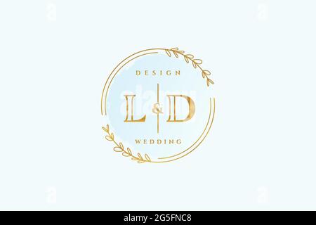 LD beauty monogram and elegant logo design handwriting logo of initial signature, wedding, fashion, floral and botanical with creative template. Stock Vector