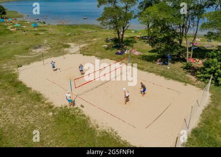 Shatsk- UkraineJuly 25, 2020: Undefined players in action during the ...