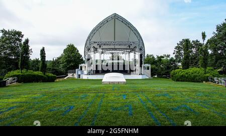WESTPORT, CT, USA - JUNE 26, 2021: Empty  Levitt Pavilion in summer day Stock Photo