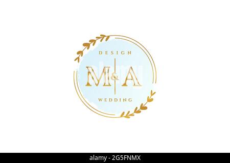 MA beauty monogram and elegant logo design handwriting logo of initial signature, wedding, fashion, floral and botanical with creative template. Stock Vector