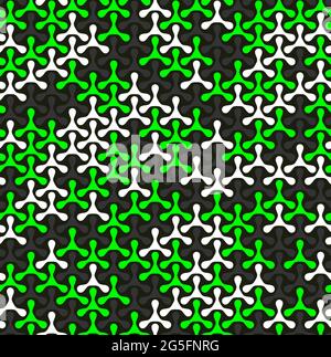 Modern seamless pattern of colored triplex geometric shape on dark Stock Vector