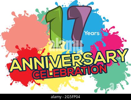 Seventeen years anniversary colorful. anniversary template design for web, poster, booklet, leaflet, etc - Vector Stock Vector