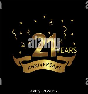 21 years anniversary golden. anniversary template design for web, game ,Creative poster, booklet, leaflet, flyer, magazine, invitation card - Vector Stock Vector