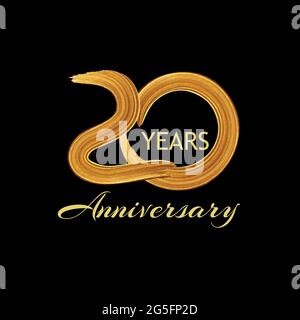 Twenty Years Anniversary Golden. anniversary template design for web, game , poster, booklet, leaflet, flyer, magazine, invitation card Stock Vector