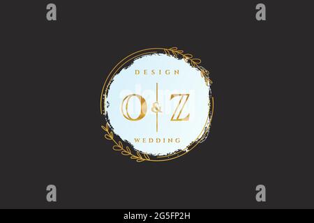 OZ beauty monogram and elegant logo design handwriting logo of initial signature, wedding, fashion, floral and botanical with creative template. Stock Vector