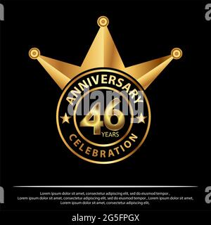 46 years anniversary golden. anniversary template design for web, game ,Creative poster, booklet, leaflet, flyer, magazine, invitation card - Vector Stock Vector