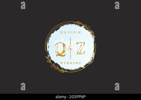 QZ beauty monogram and elegant logo design handwriting logo of initial signature, wedding, fashion, floral and botanical with creative template. Stock Vector