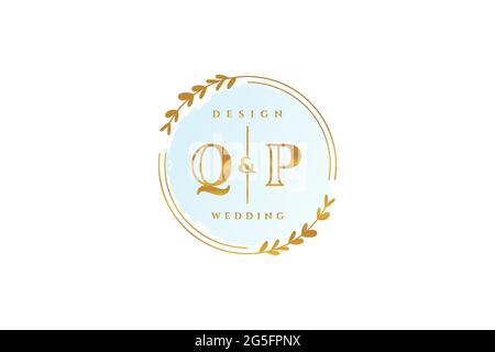 QP beauty monogram and elegant logo design handwriting logo of initial signature, wedding, fashion, floral and botanical with creative template. Stock Vector