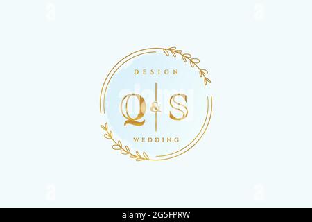 QS beauty monogram and elegant logo design handwriting logo of initial signature, wedding, fashion, floral and botanical with creative template. Stock Vector