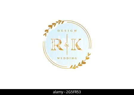 RK beauty monogram and elegant logo design handwriting logo of initial signature, wedding, fashion, floral and botanical with creative template. Stock Vector