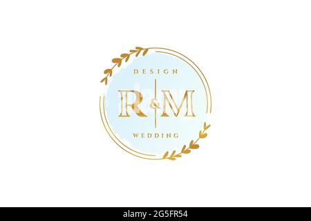 RM beauty monogram and elegant logo design handwriting logo of initial signature, wedding, fashion, floral and botanical with creative template. Stock Vector