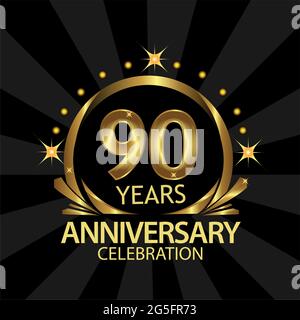 Ninety years anniversary golden. anniversary template design for web, game ,Creative poster, booklet, leaflet, flyer, magazine, invitation card Stock Vector