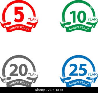 Anniversary label stock, flat design, Colorful set label, vector Stock Vector