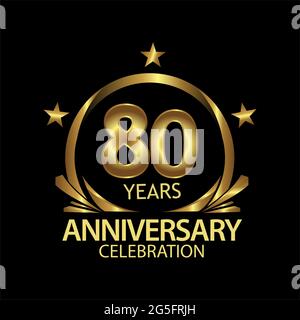 Eighty years anniversary golden. anniversary template design for web, game ,Creative poster, booklet, leaflet, flyer, magazine, invitation card Stock Vector
