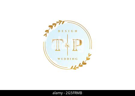 TP beauty monogram and elegant logo design handwriting logo of initial signature, wedding, fashion, floral and botanical with creative template. Stock Vector