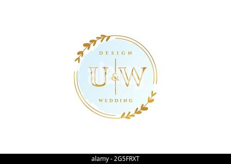 UW beauty monogram and elegant logo design handwriting logo of initial signature, wedding, fashion, floral and botanical with creative template. Stock Vector